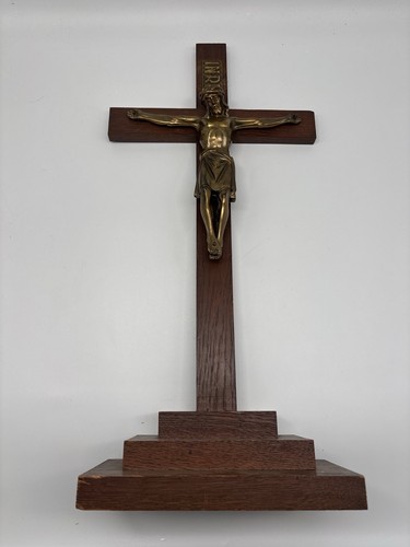 Altes standkreuz kruzifix - standkreuz, holz