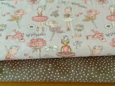 Stoffpaket HILCO Jersey Kinderstoff Ballett Ballerina + Jerseystoff Punkte taupe