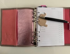 Planer aus Leder von Elfenklang (wie Filofax, nur viiiel schöner), rosa-beige