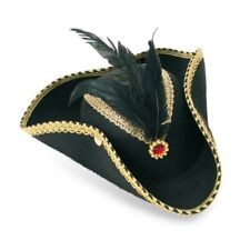 Piratenhut schwarz mit Federn