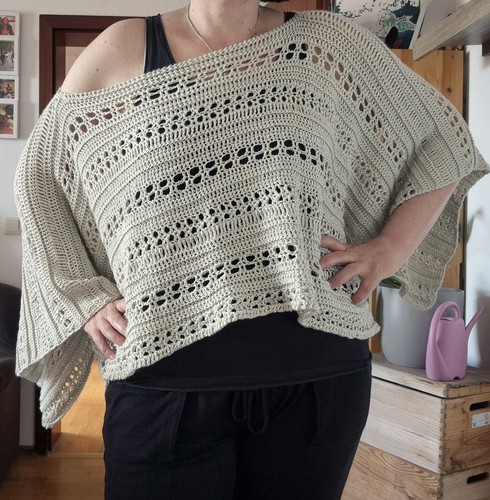 Sommerponcho hangehäkelt - sommerponcho,
