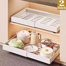2x Teleskopschublade Verstellbare Breite Ausziehbarer Schrank Organizer Küchen