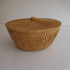 Truhe Korb Ethnisch Bast Stroh 1930 1950 Handgefertigt Vintage Xx Pn