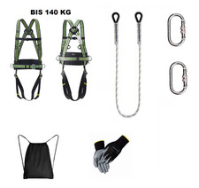Baumpflege Absturzsicherung Fallschutz 4P Auffanggurt + Seil 2m + 2 Karabiner +E