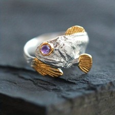 Fisch Ring Silber/Gold mit