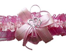 Strumpfband Braut rosa hellrosa mit Schleife Herzchen Silbernaht Hochzeit EU