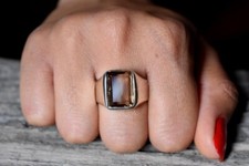 Herren Rauchige Quarz Ring 925