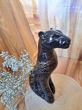 Einzigartige Pantherfigur in Schwarzer Marmoroptik – Handgegossen & Unikat