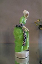 Fr. Goldscheider WIEN °Im Regen° JUGENDSTIL um 1913 Entw. A. Hendzel Höhe 27 cm