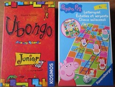 Ubongo Junior und Pepa Pig Leiterspiel; Reisespiele Kinder Set, Brettspiele