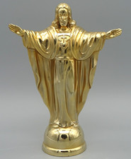 Tolle Jesus Statue/ Figur + Motiv des Heiligsten Herzens Jesu 21cm 24K vergoldet