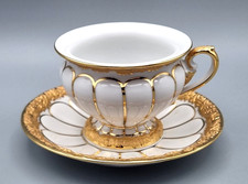 Meissen Porzellan X-Form Prunk Mokka Gedeck Pracht, Goldbronze Glanzgold 1. Wahl