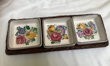 3 Gmundner Keramik Tapas  Schälchen  Dipp Schalen 10x10 cm bunt im Servierkorb