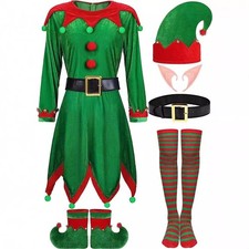 Damen Weihnachtself Kostüm Weihnachten Elfenkostüm Komplett Set Karneval Outfit