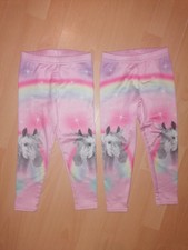 2 Leggins im Set mit Einhörnern Größe 92/98 innen Leicht angeraut 