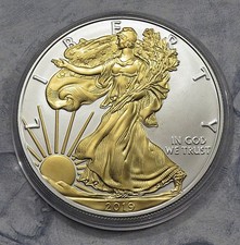 USA 1 Dollar 2019 - American Eagle - Gildet  1 oz Silber