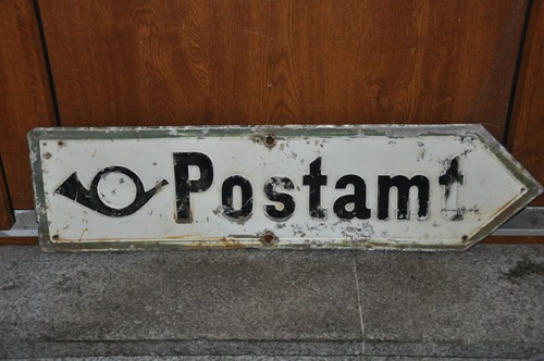 Altes blechschild postamt - altes, postamt,aus