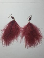 Bordeaux Rote Lange Feder Ohrringe