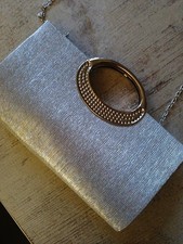 Damen Clutch Abendtasche Silber Glitzer