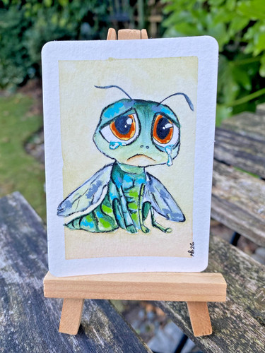 Aceo original gemälde - original, libelle
