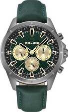 Police PEWJF0005801 Malawi Herren Uhr Multifunktion Quarz Leder Edelstahl Grün