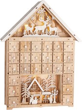 Adventskalender Holz Haus LED Beleuchtung Weihnachtskalender zum Befüllen