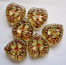 6  URANGLAS  Perlen  HERZ