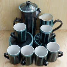 Vintage Kaffeeservice Eric Leaper Newlyn Keramik Cornwall Kanne Kanne Tassen Untertassen 60er