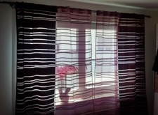 2er Set Vorhänge verdeckte Schlaufen Ausbrenner Gardinen Schals AUBERGINE / LILA