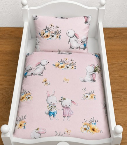 Puppenbettwäsche set hase - puppenbettwäsche,