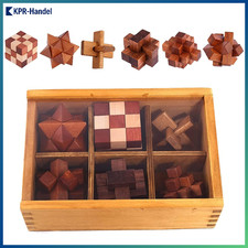 6 Stück Holz Knobelspiele 3D