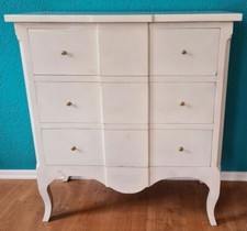 KOMMODE WÄSCHEKOMMODE 3 SCHÜBE MAHAGONI- HOLZ SHABBY CHIC WEISS GRÜNDERZEIT