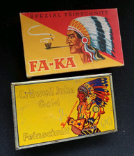 FA-KA TABAK + Crüwell Jnka Gold  Indianer !  alte Pappschachtel / Blechdose