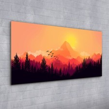 Acrylglasbild Wandbild Plexiglas 100x50 Foto Bild groß Flache Landschaft berge