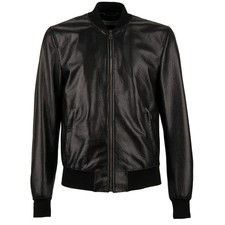 DOLCE & GABBANA Lamm Leder Jacke Bomberjacke Lederjacke Schwarz 48 US 38 M 
