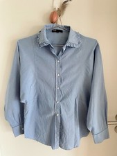 Bluse Maje Blau Baumwolle (Cate Button Down Shirt) Groß 1/36 Neu