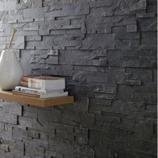 Verblender Schiefer BLACK SLATE schwarz Naturstein Trittstein Garten Wand