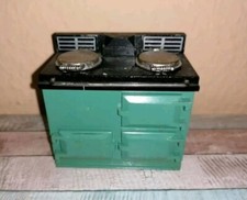 Puppenstube: Küche - alter Herd mit 2x Ofentopf, Holz, 1950er Jahre