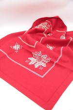 Hardanger-Tischdecke  Hardangerstickerei rot weiß Sterne Handarbeit Weihnachten