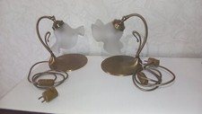 2er Set Nachttischlampen  , Jugendstil , Messing / Glas