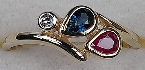 Ring gold 333 rubin saphir - ring, 333/-
