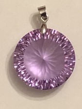 Solitär Amethyst rund Anhänger,68 Karat,feinster Brillantschliff Silber gepunzt