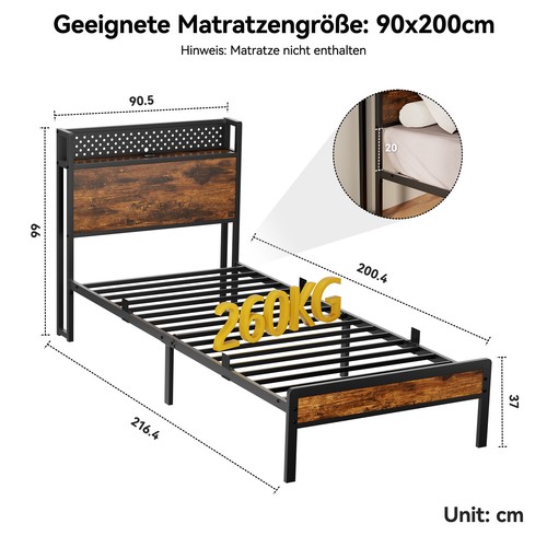 Bett mit lattenrost - mit,