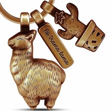 Alpaka Schlüsselanhänger No Drama Lama Geschenk Glücksbringer Tiere Metall Figur