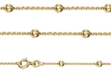 Kugel Rund Anker Kette Stärke 1,3 mm mit Kugeln Ball Echt Gold 333 Gelbgold 8 Kt