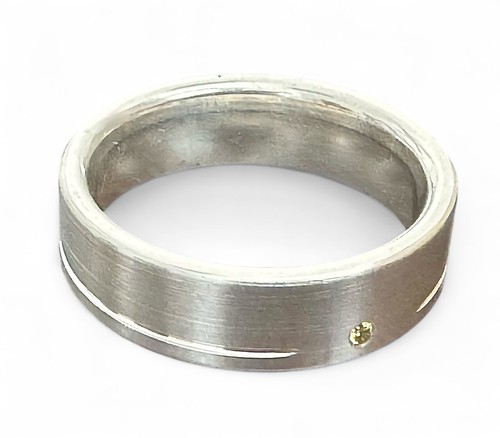 Silberring mit gelben - , diamant