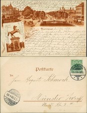 Litho AK Hannover 2 Bild Litho: Sachsenross, Herrenhäuser-Allee 1899