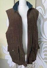 Herren Weste Innenweste Gr. 52 braun wattiert Cord mit Echtleder 6 Taschen