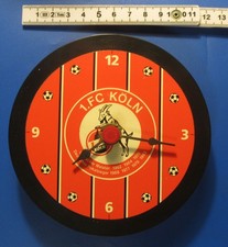 ⚽1.FC Köln alte Wanduhr Fußball Ø 12 cm, Quartzwerk Germany, 1980er Jahre