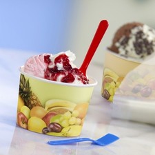 100 x Eis- Dessertbecher, Früchte, Pappe, 500 ml, Durchmesser 11 cm, Höhe 8 cm